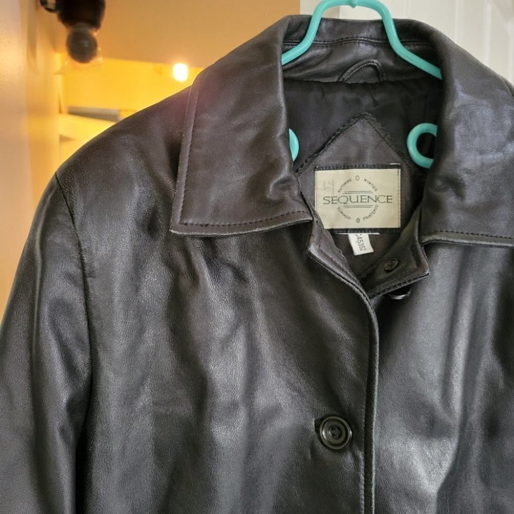 90s y2k vintage Leather blazer  jacket oversized small - Picture 5 of 14